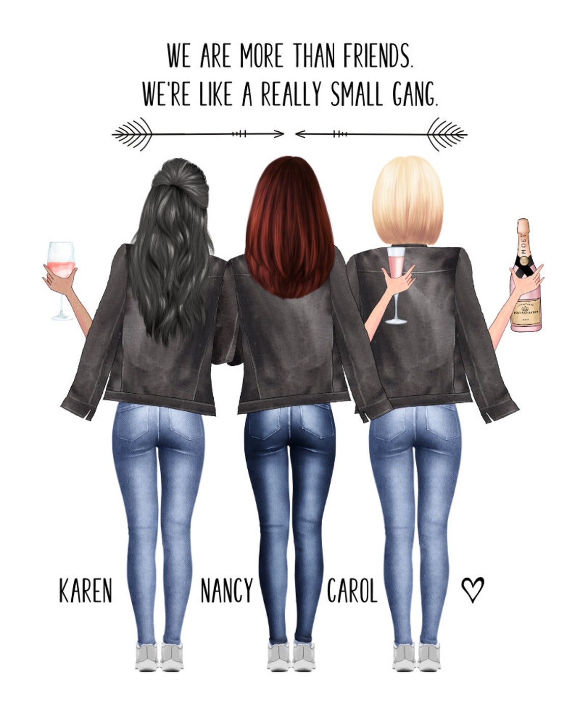 Three Best Friends Really Small Gang Quote Illustration Poster - Image 3
