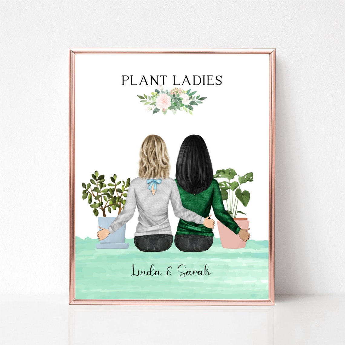 Plant Ladies Best Friends Personalized Portrait Gift Poster for Her - Image 2