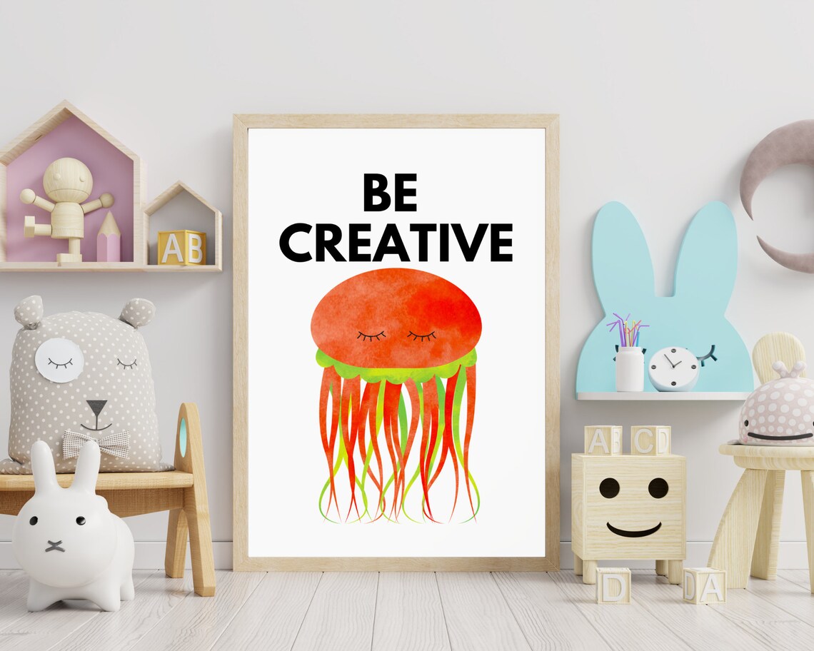 Quotes For Kids Nursery Inspirational Decor Cute Jellyfish Wall Art Inspirational Educational Classroom Poster - Image 3