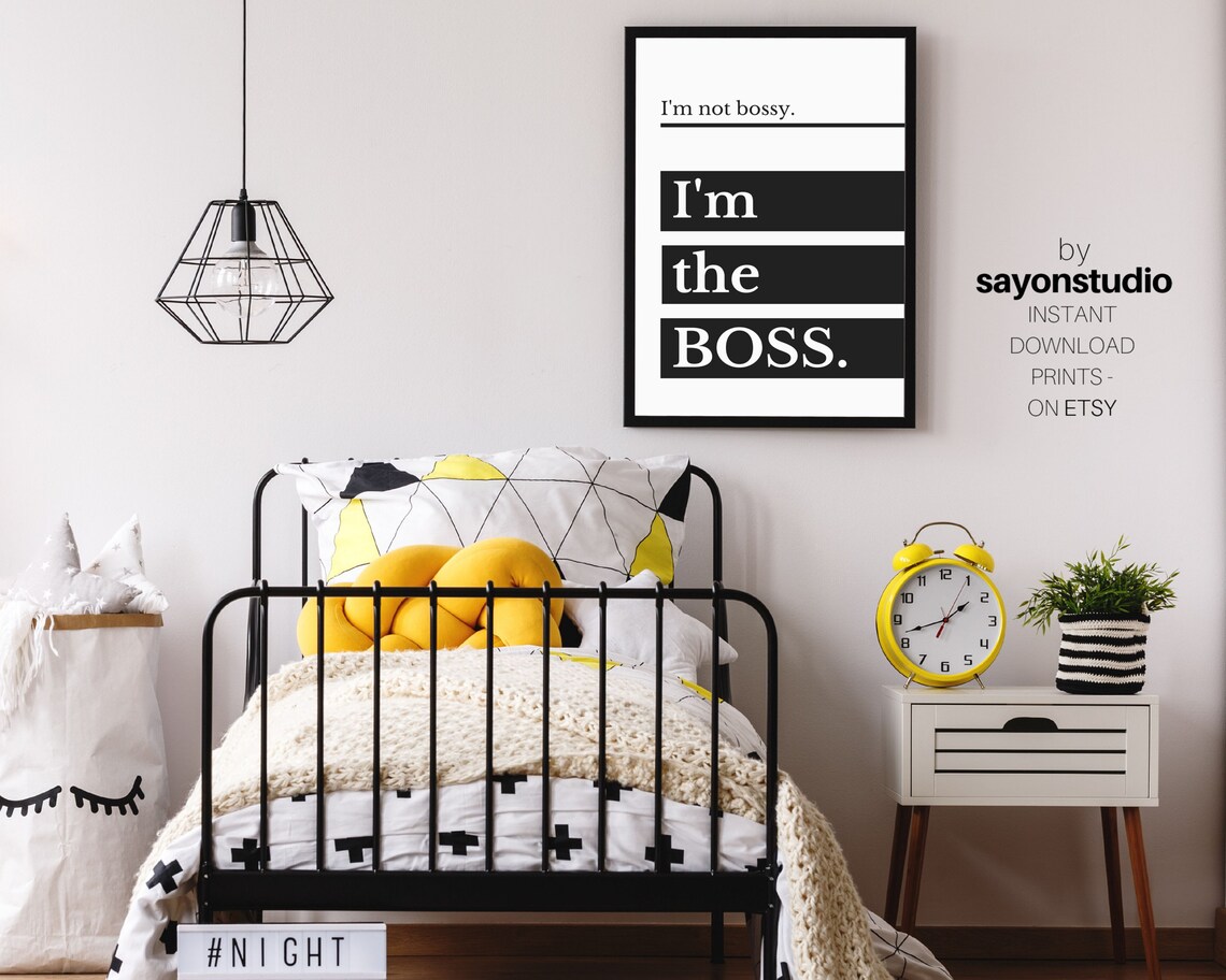 Im Not Bossy Im The Boss Quote Black White Entrepreneur Office Poster - Image 3