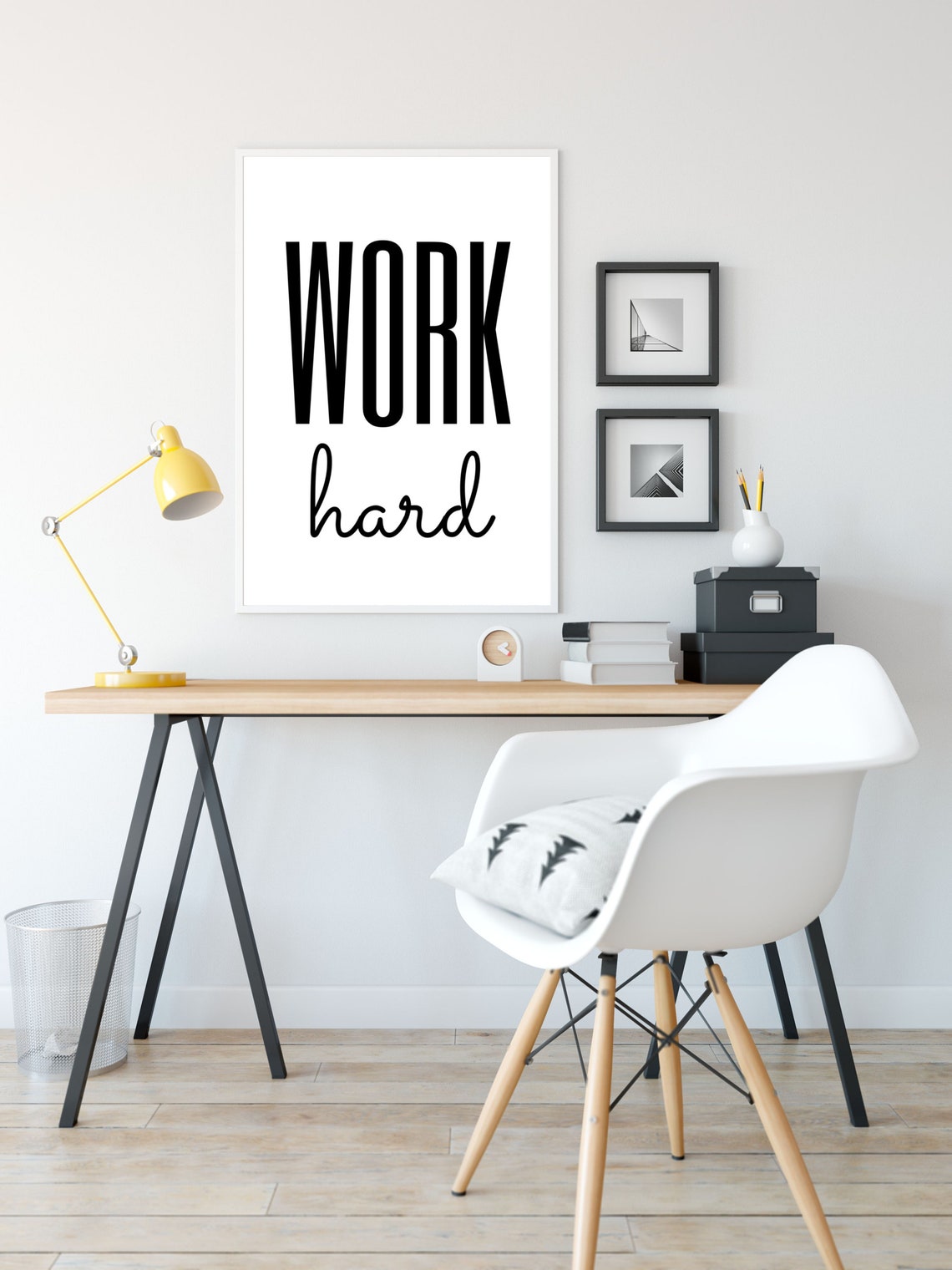 Work Hard Tall Block Letter Mixed Type Motivational Office Wall Poster - Image 2