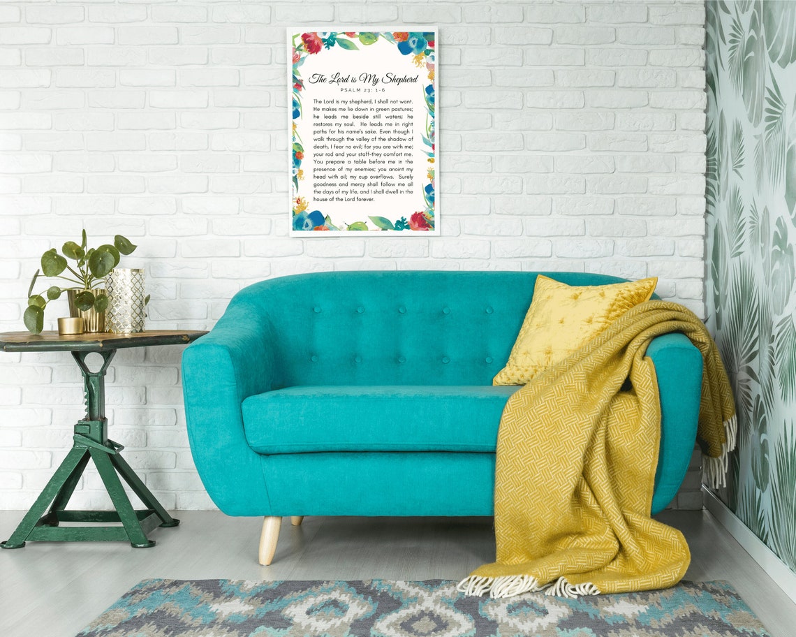 Psalm 23 Wall Art The Lord Is My Shepherd Print Religious Quote Bible Verse Poster Instant - Image 3