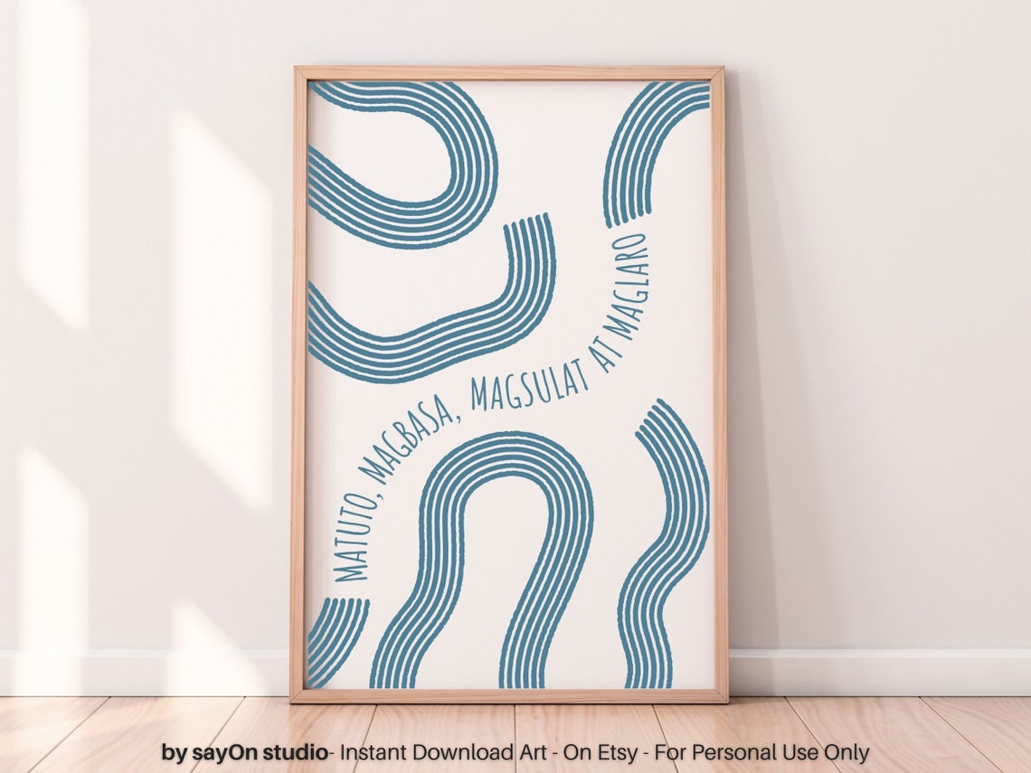 Filipino Learn Read Write Play Tagalog Boho Waves Kids Room Poster - Image 4