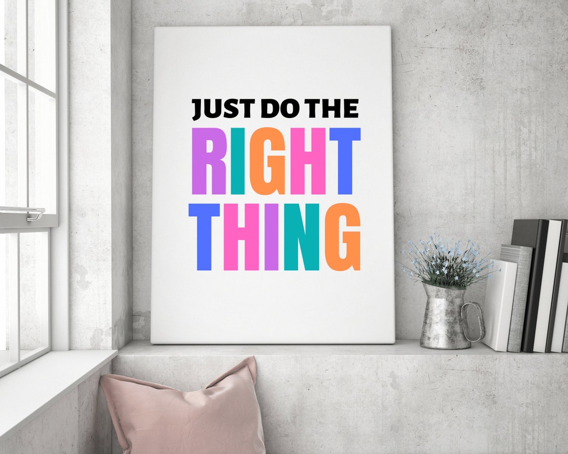 Just Do The Right Thing Colorful Rainbow Typography Classroom Poster - Image 3