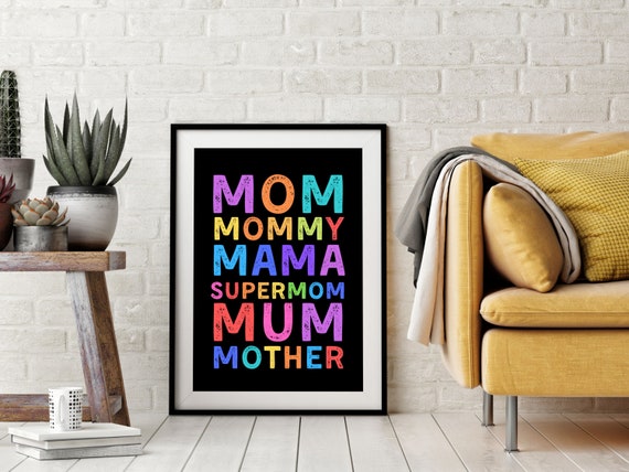 Mothers Day Gift Mom Mother Definition Wall Art Decor Mother Typography Supermom Print Mom Gift Positive Message