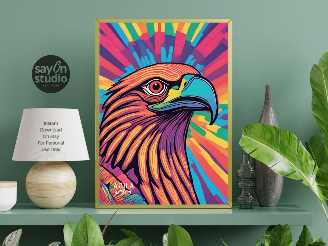 Philippine Eagle Agila Pop Art Rainbow Burst Colorful Bird Poster - Image 3