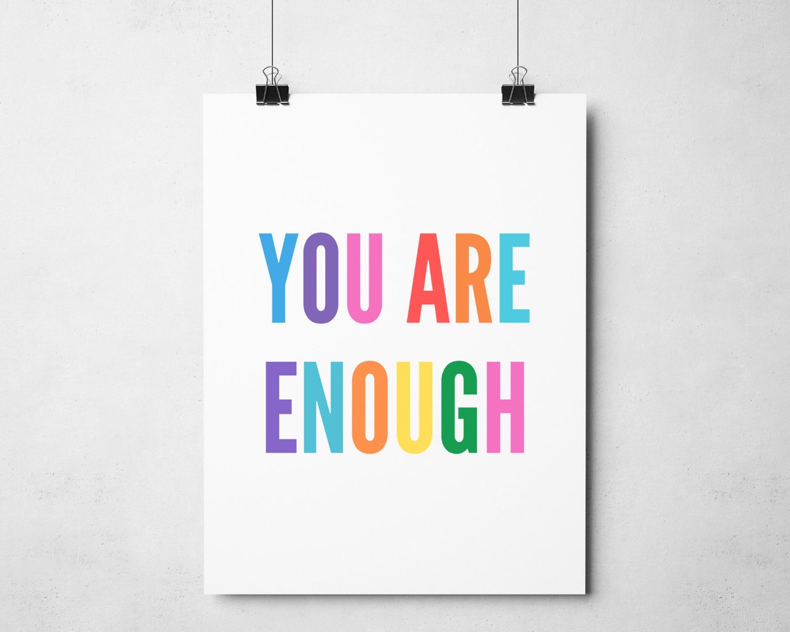 You Are Enough Rainbow Lettering Positive Self Love Affirmation Poster - Image 3