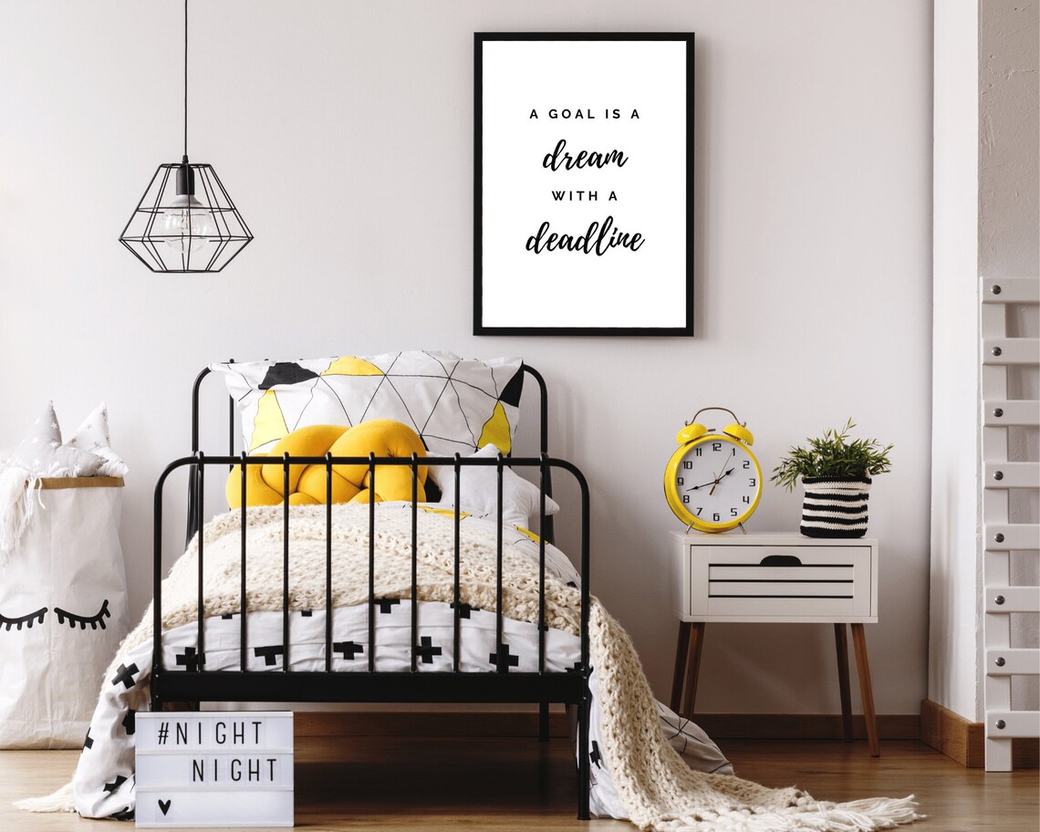 Goal Quotes Motivational Black and White Art Print - Image 2