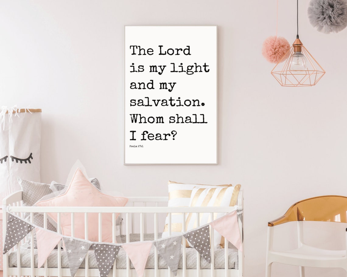 The Lord Is My Light Black And White Print Christian Home Decor Bible Verse Wall Art Religious Phrase Positive Poster - Image 3