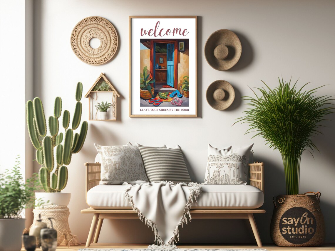 Welcome Leave Your Shoes By The Door Entryway Painting Poster - Image 3