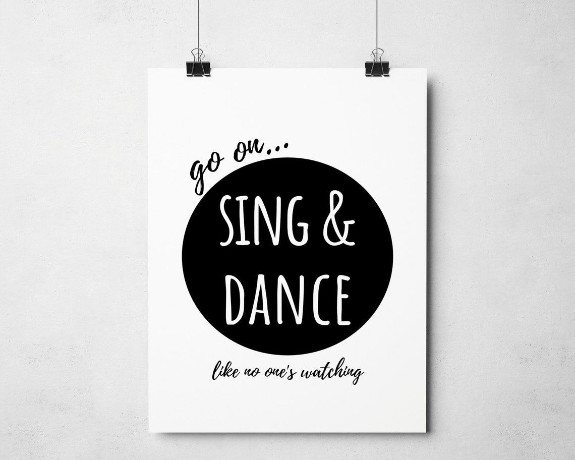 Go On Sing And Dance Like No One's Watching Typography Circle Wall Art - Image 3
