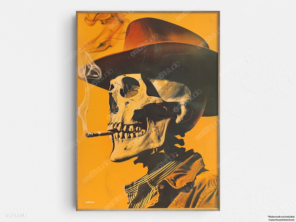 Cowboys Live Forever Skull Cowboy Hat Art Print