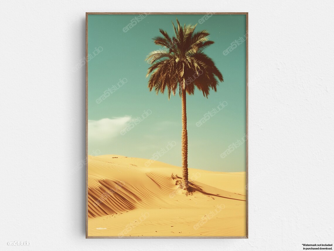 Solitary Palm Tree, Mid-Century Modern Wall Art Print