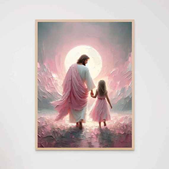 Her Lord And Savior Christian Art Jesus With Girl Jesus Painting Lds Painting Bible Verse Wall Art Jesus And Children Art Christ Art