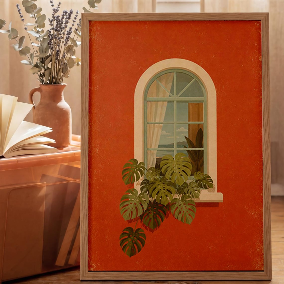 Arched Window Monstera Botanical Poster