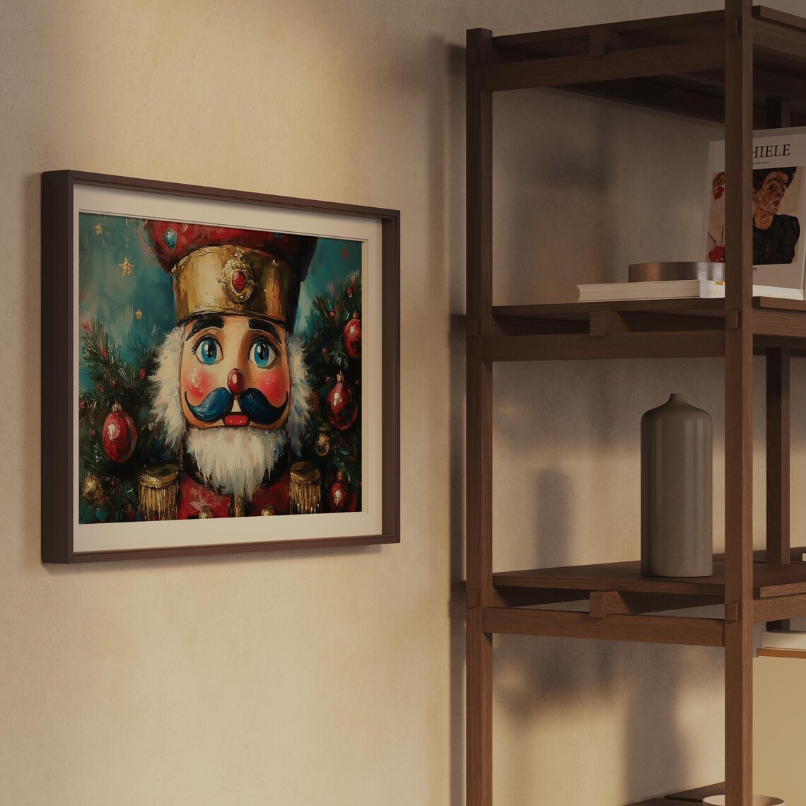 Colorful Nutcracker Soldier Face Festive Christmas Art Poster - Image 2