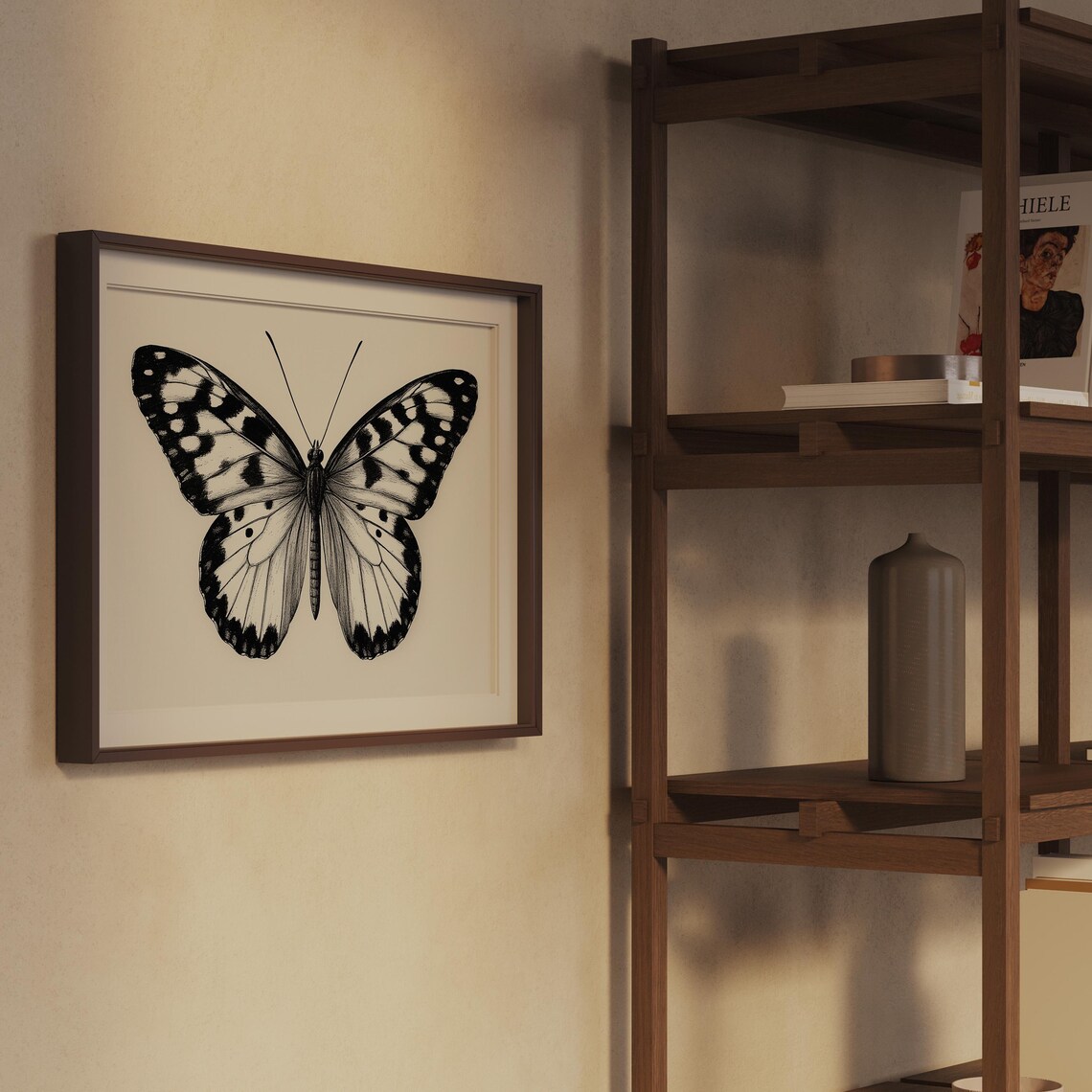 Vintage Black Butterfly Sketch Print Moody Insect Wall Art Gothic Moth Dark Academia Decor - Image 2