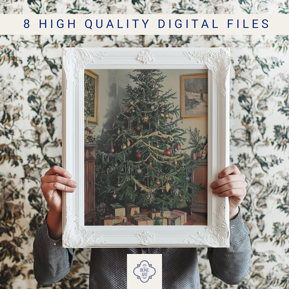 Vintage Decorated Christmas Tree With Gifts In Parlor Poster - Image 3