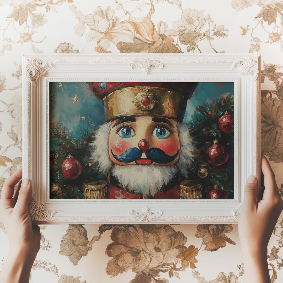 Colorful Nutcracker Soldier Face Festive Christmas Art Poster