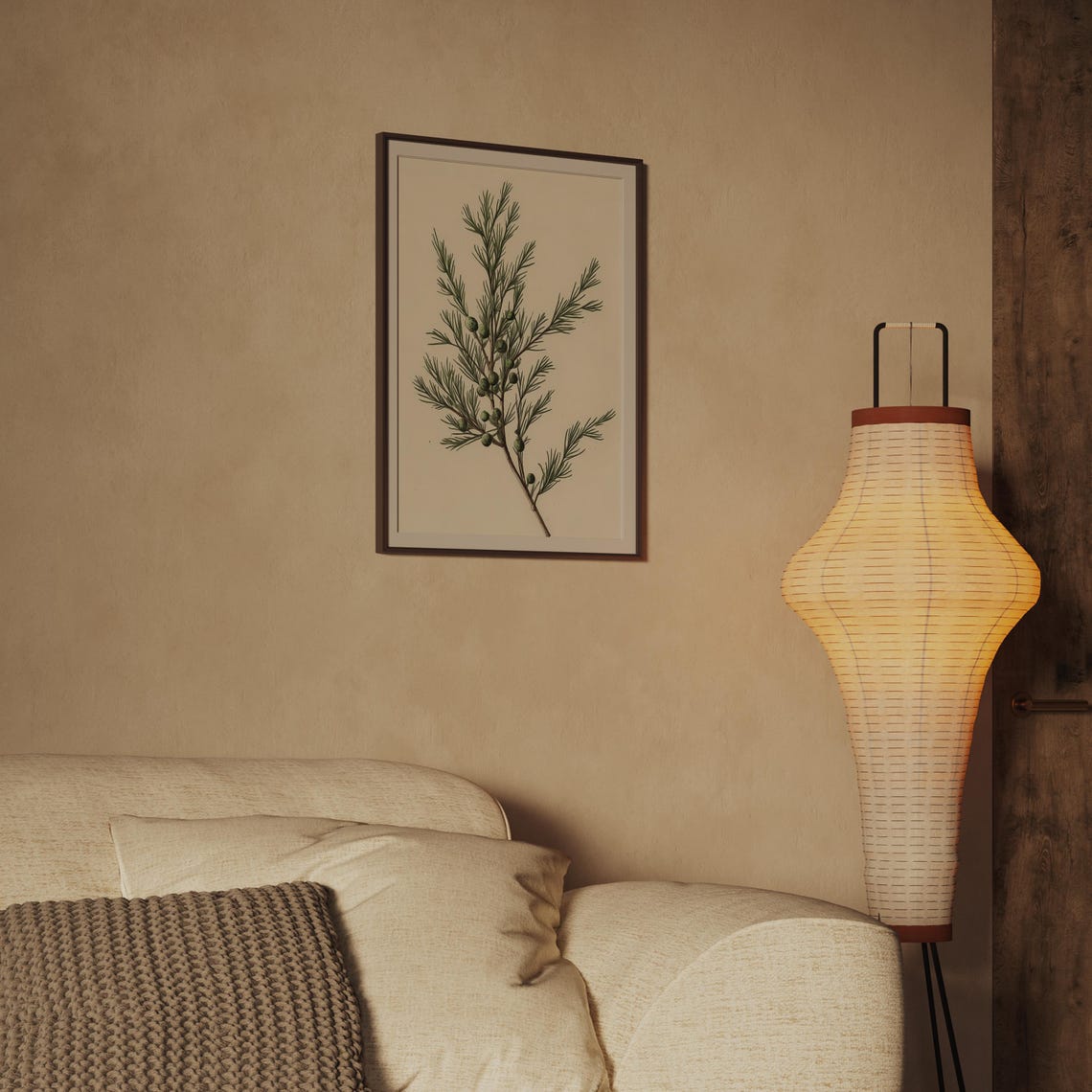 Juniper Branch Winter Botanical Green Berry Sprig Art Poster - Image 2