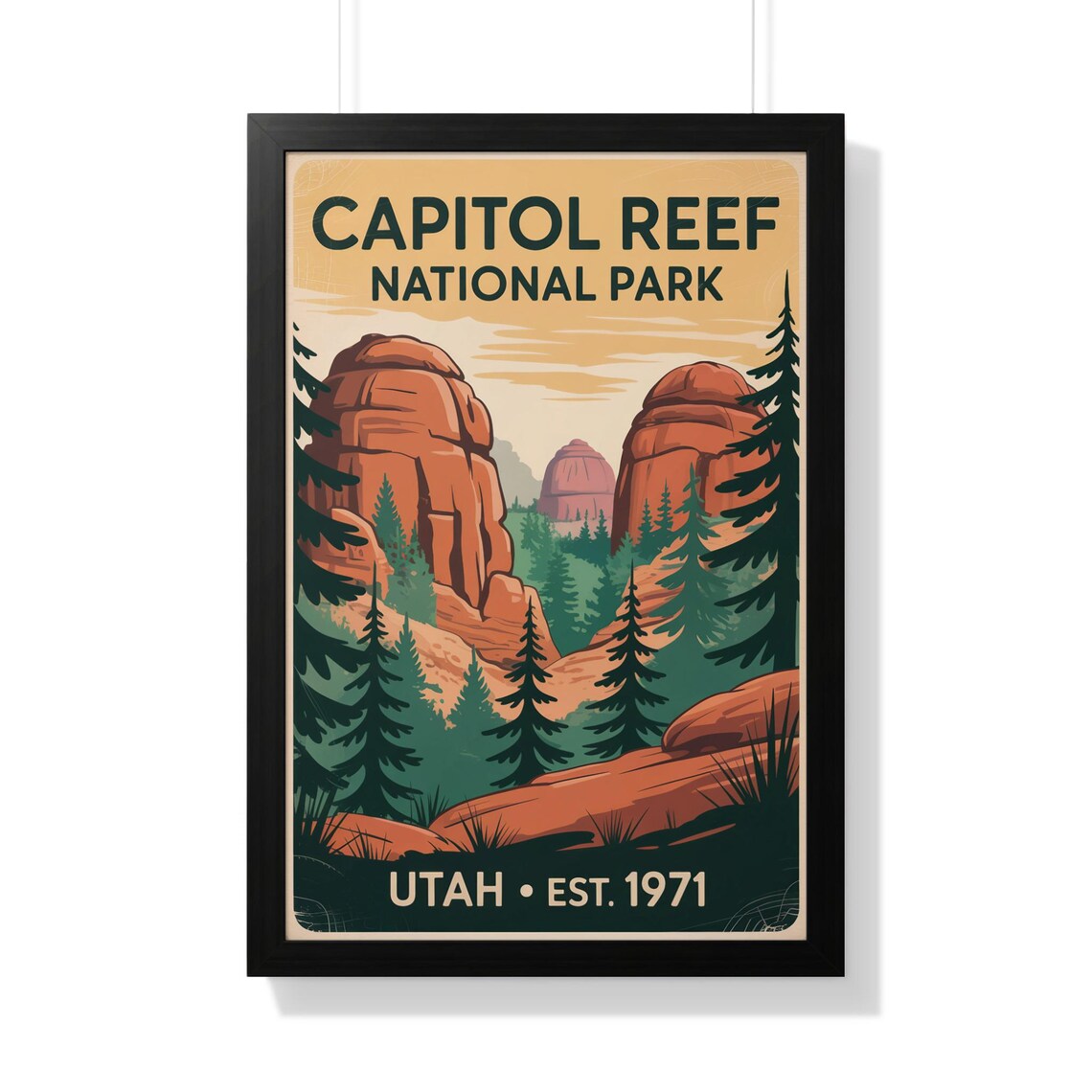 Capitol Reef National Park Utah Red Rock Domes Vintage Travel Poster
