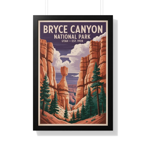 Bryce Canyon National Park Utah Hoodoos Red Rock Vintage Poster