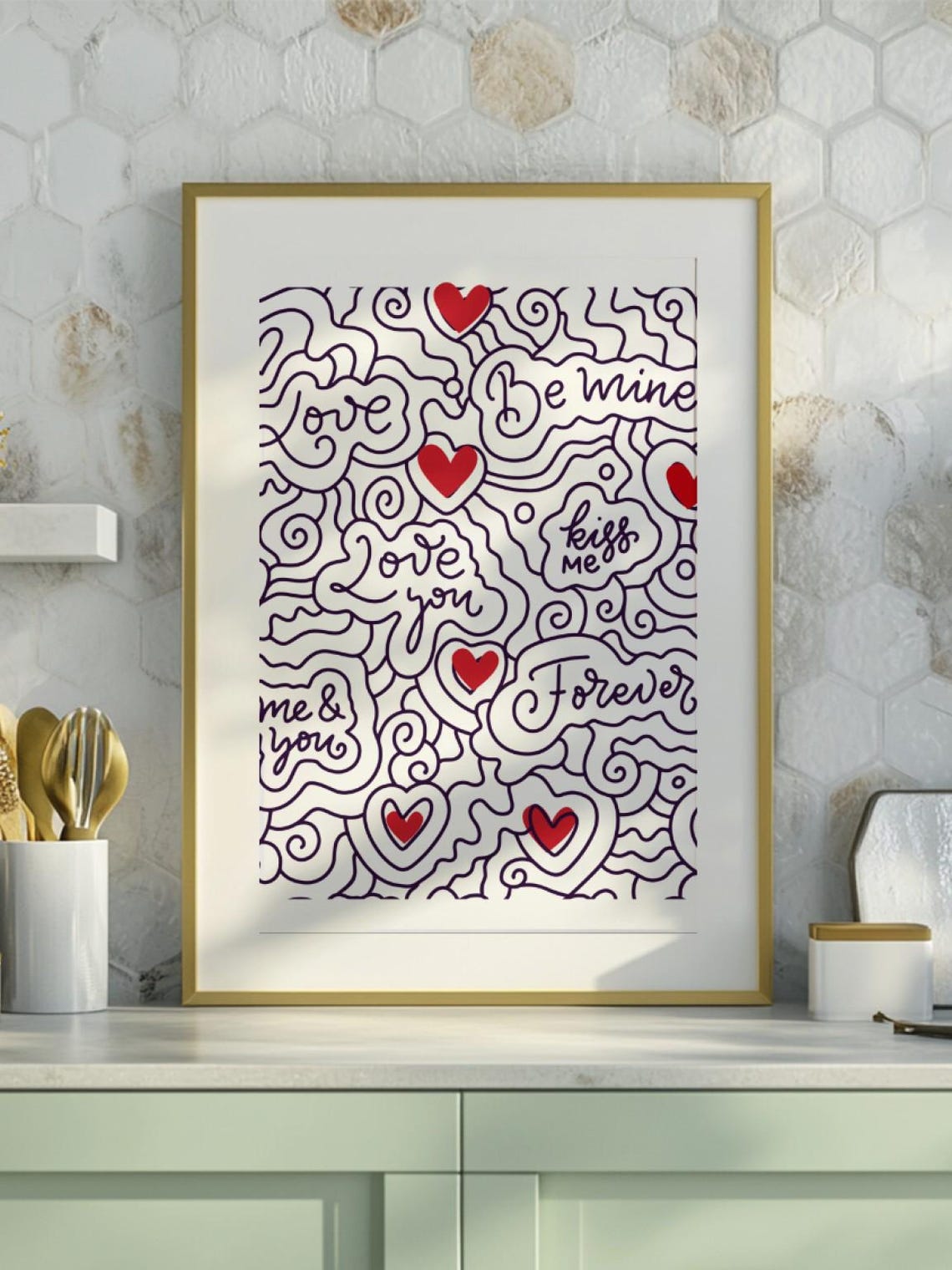 Doodle Art Print, Valentine's Day Decor - Image 3