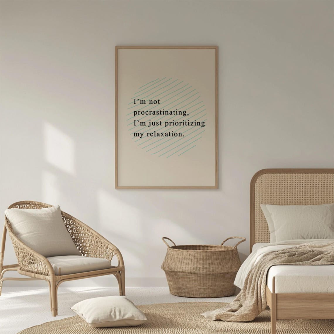 Funny Procrastinating Quote Mint Line Circle Minimalist Wall Poster - Image 2