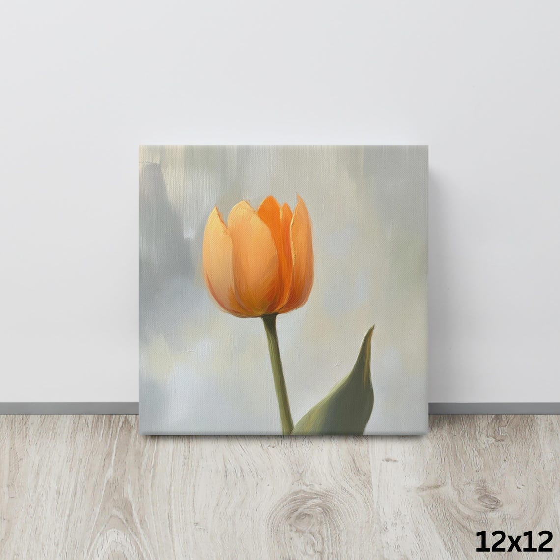 Orange Tulip Bloom Close Up Single Flower Painting Print Poster - Image 4