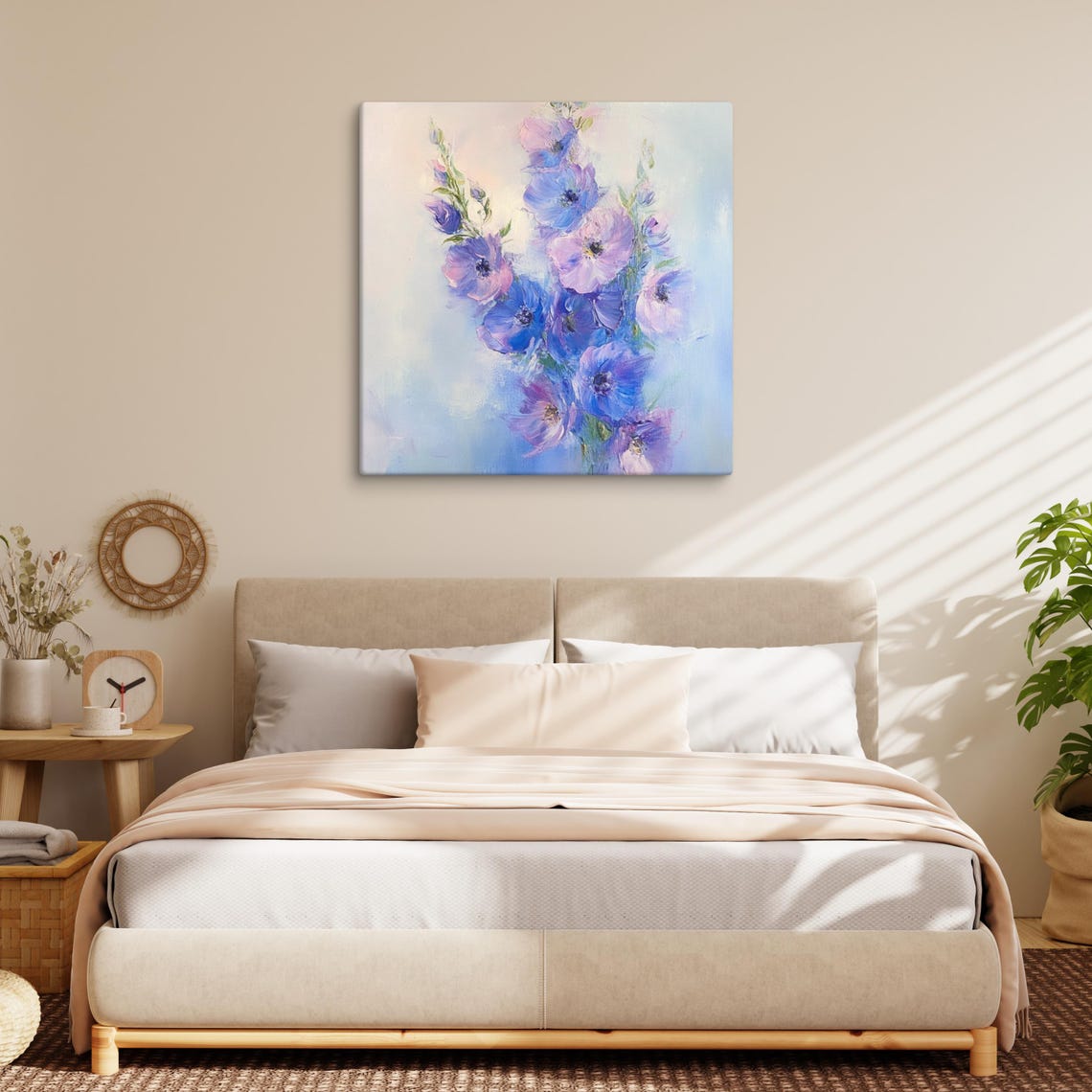 Blue Purple Delphinium Blooms Soft Light Botanical Art Poster - Image 3