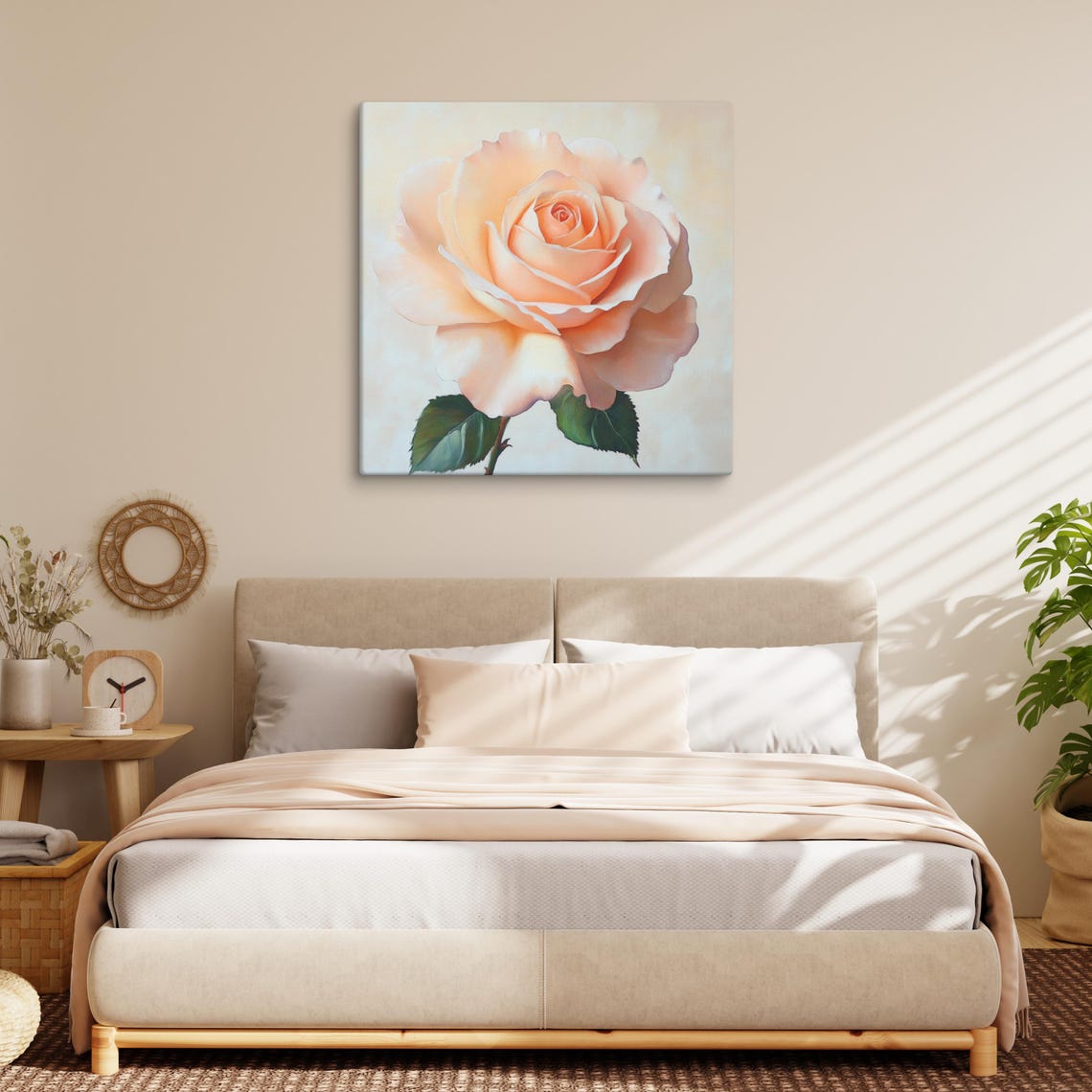 Soft Pink Rose Close Up Realistic Bloom Oil Painting Art Poster - Image 2
