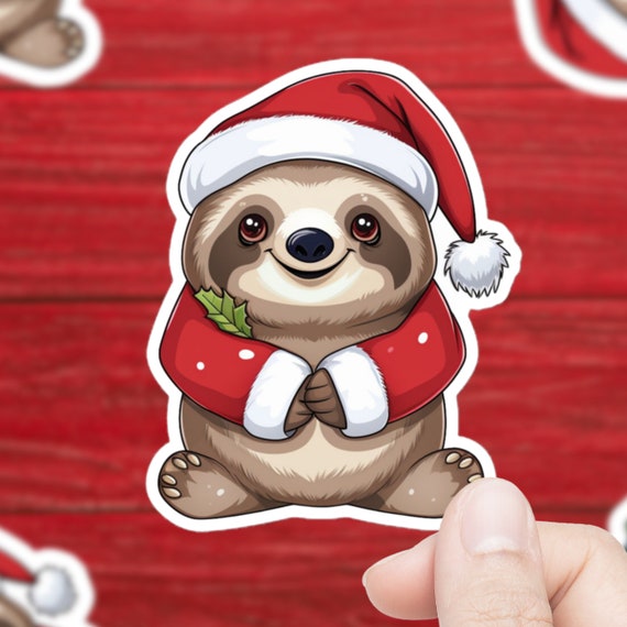 Cute Christmas Sloth Sticker Cute Stickers Animal Sticker Animal Art Cute Christmas Sticker Gift Cute Sloth Christmas Gifts