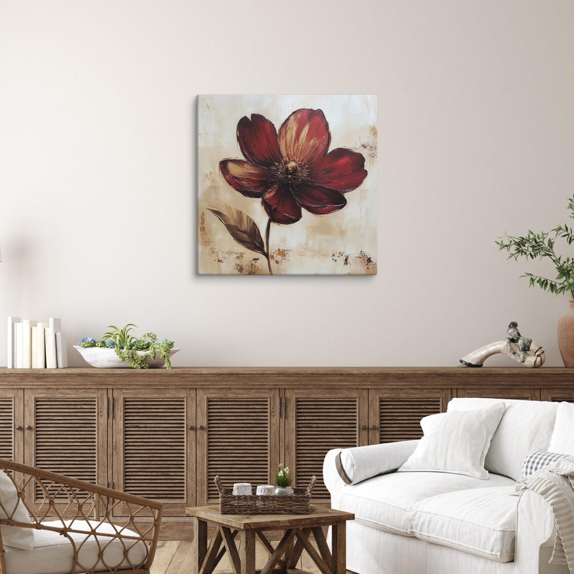 Chocolate Cosmos Burgundy Bloom Vintage Botanical Painting Poster - Image 2