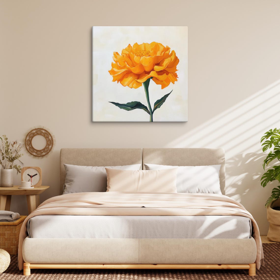 Golden Orange Marigold Flower Single Bloom On White Art Poster - Image 2