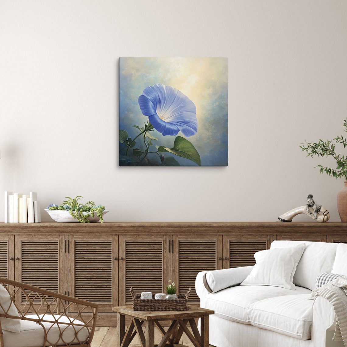 Blue Morning Glory Bloom Glowing Sky Botanical Floral Poster - Image 5