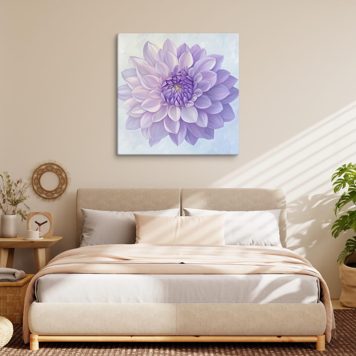 Purple Dahlia Bloom Macro Layered Petals Soft Lilac Floral Print - Image 3