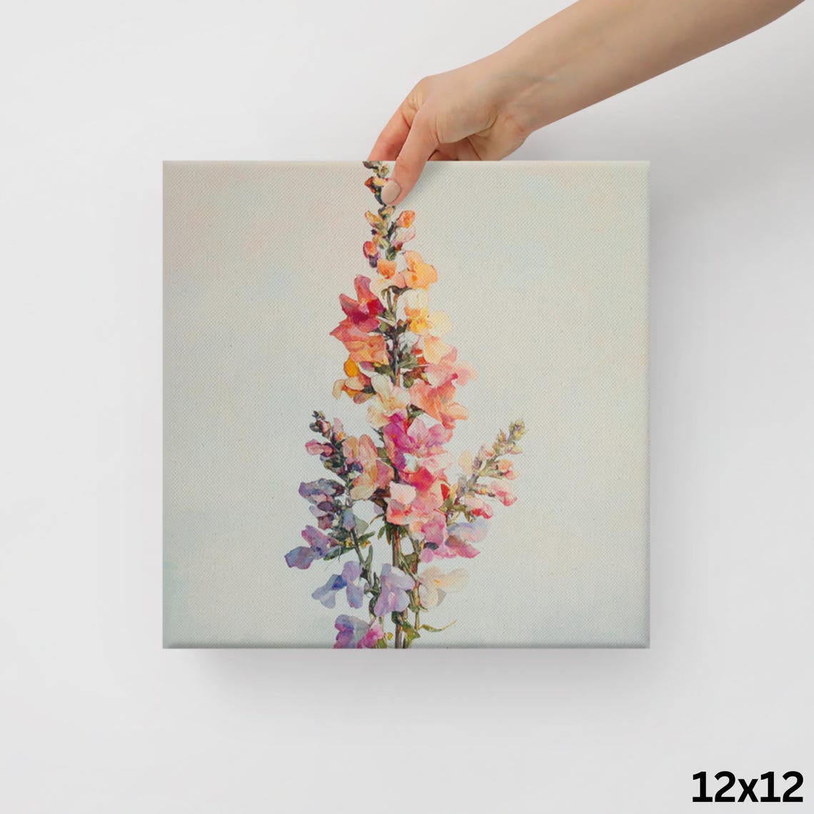 Snapdragon Flower Spikes Coral Pink Lavender Watercolor Art Poster - Image 2