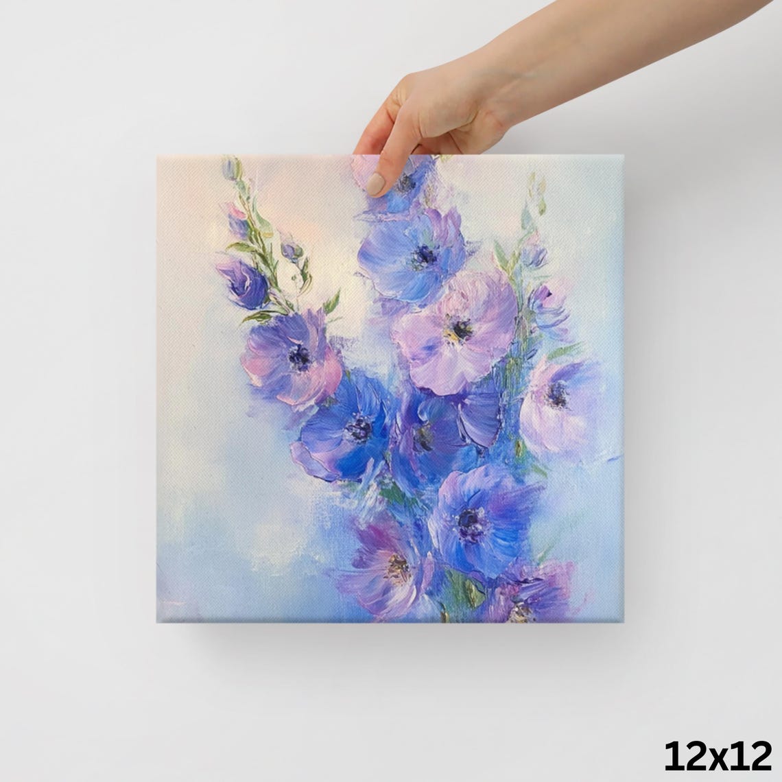 Blue Purple Delphinium Blooms Soft Light Botanical Art Poster - Image 2