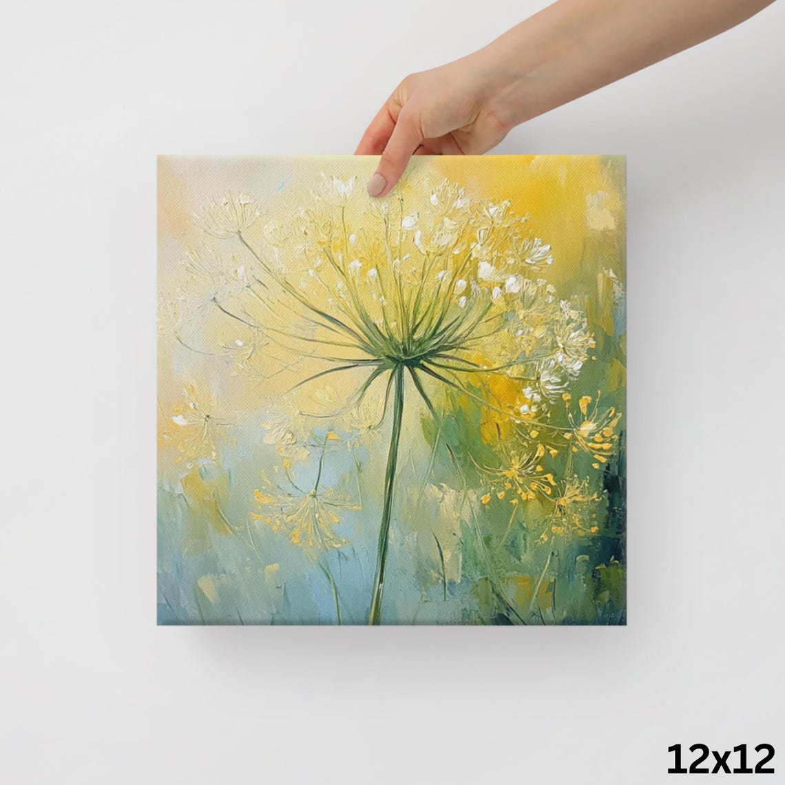 Fennel Flower Umbel Yellow Green Impasto Botanical Art Poster - Image 2