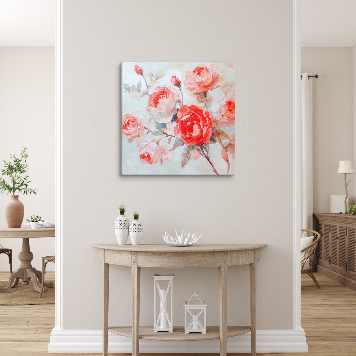Coral Rose Print Painting Print Flower Art Rose Painting Print Living Room Art Pretty Wall Art Wall Art - Image 5