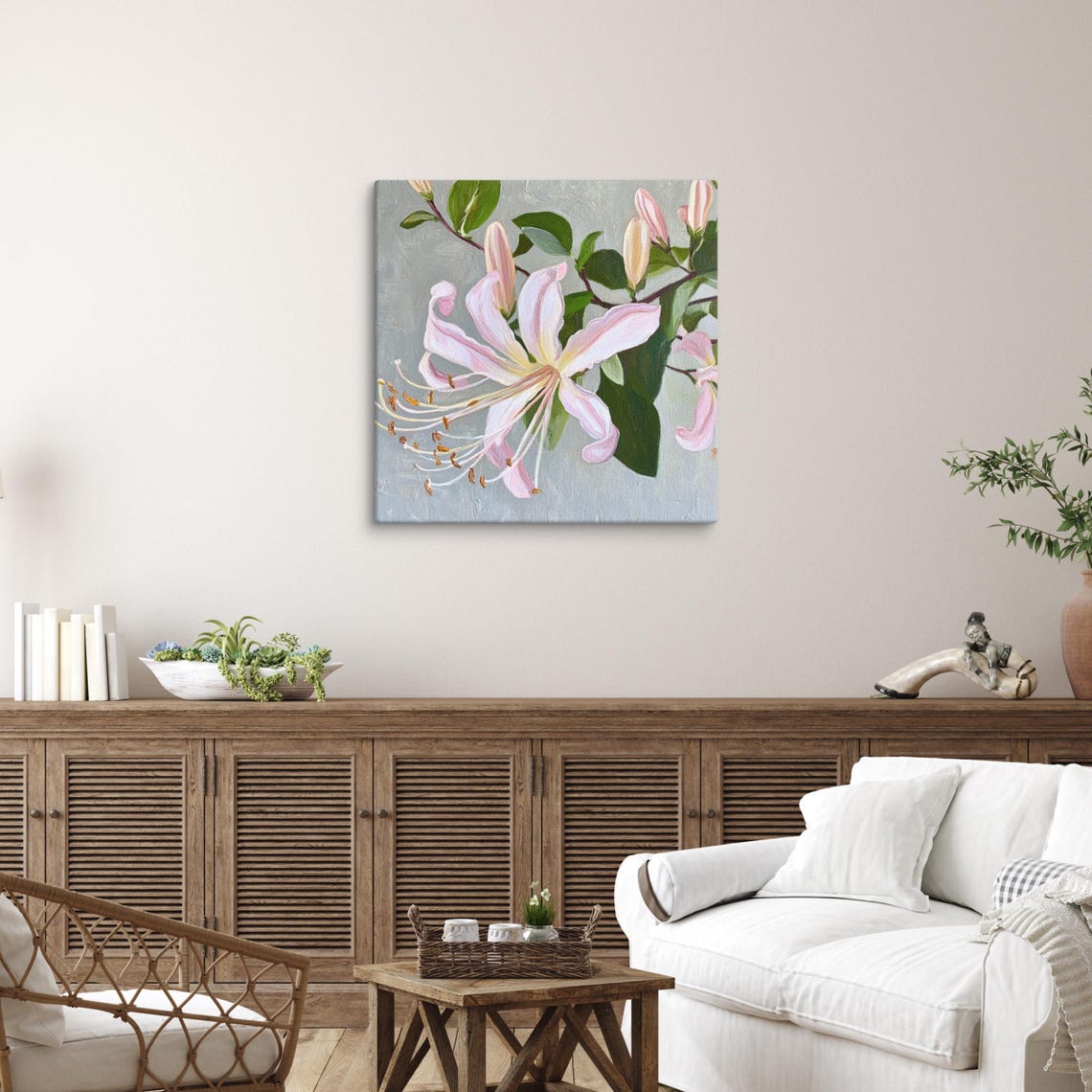 Pink Honeysuckle Blooming Vine Delicate Botanical Flower Poster - Image 5