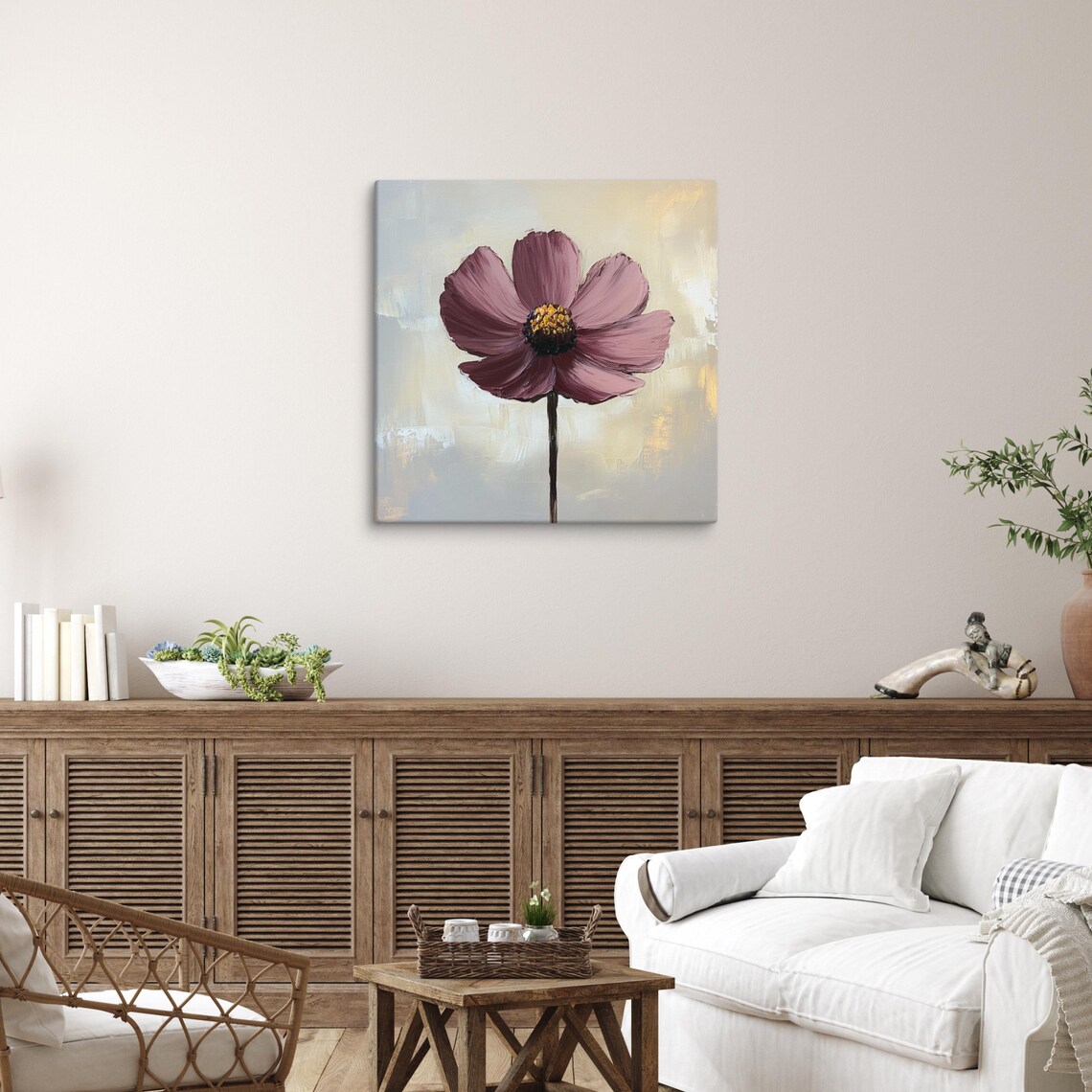 Chocolate Cosmos Mauve Bloom Golden Center Watercolor Art Poster - Image 5