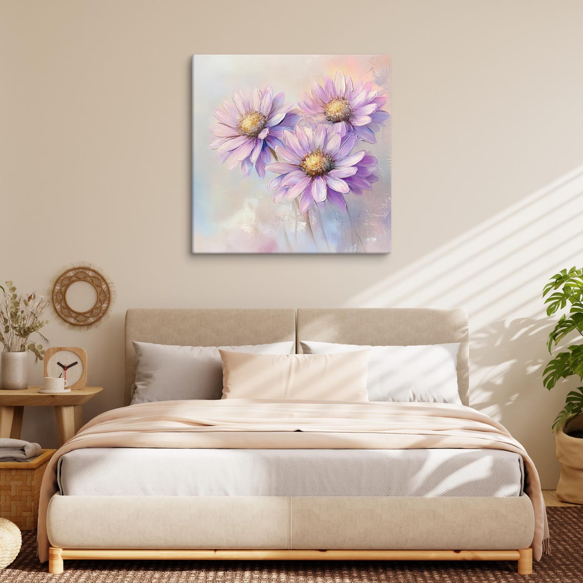 Lavender Purple Aster Daisies Golden Centers Pastel Wall Art Poster - Image 2