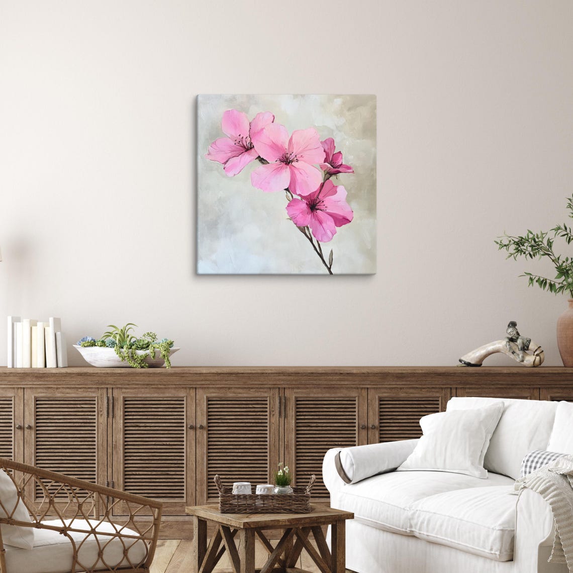 Pink Flower Wall Art Flower Painting Print Pink Flower Art Nature Wall Art Flower Wall Art Living Room Art - Image 3