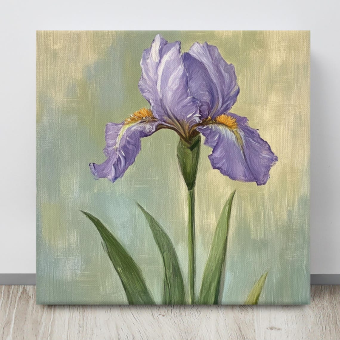 Lavender Purple Bearded Iris Sage Green Background Floral Poster - Image 4