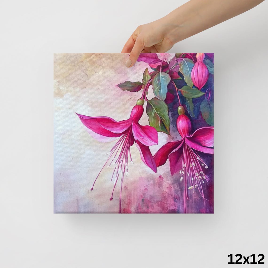 Magenta Fuchsia Blossoms Hanging Watercolor Floral Art Poster - Image 2