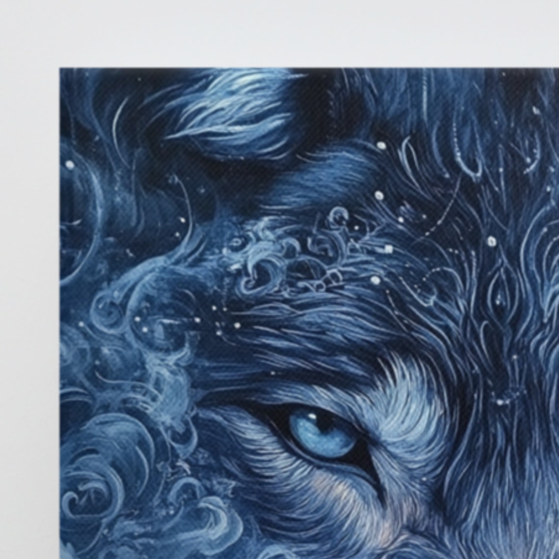 Mystical Blue Wolf Spirit Animal Face Winter Painting Canvas Art Print - Image 3