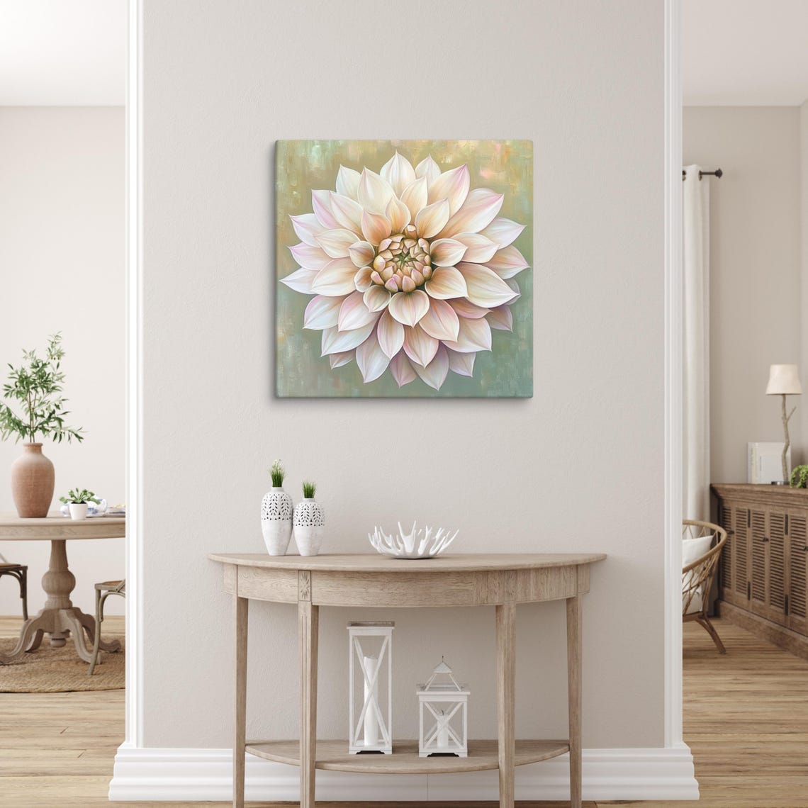 Pink Dahlia Print Large Painting Print Flower Wall Art Nature Art Dahlia Art Dahlia Painting Print Pink Wall Art - Image 3