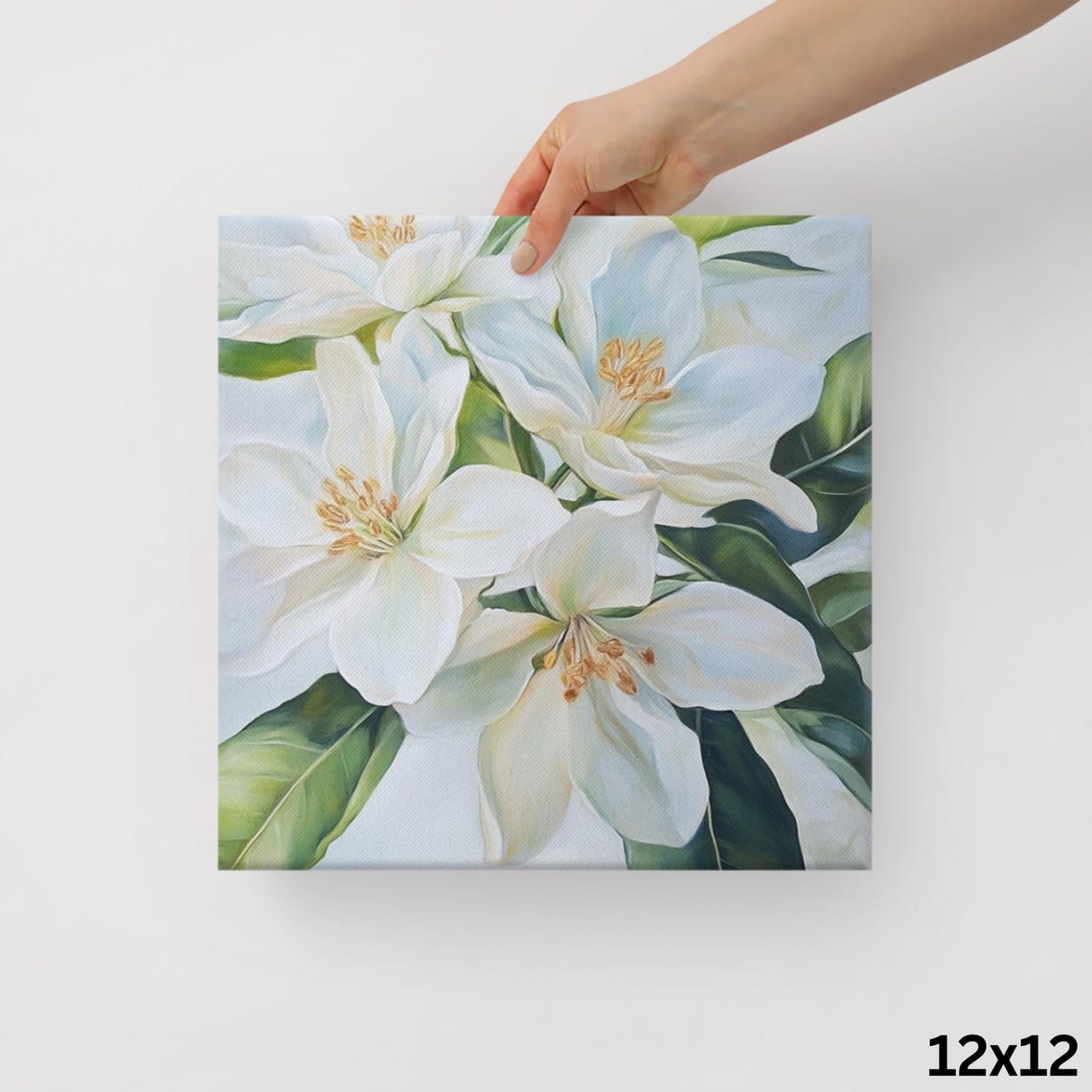 White Lemon Blossom Flowers Glossy Green Leaves Botanical Print - Image 2