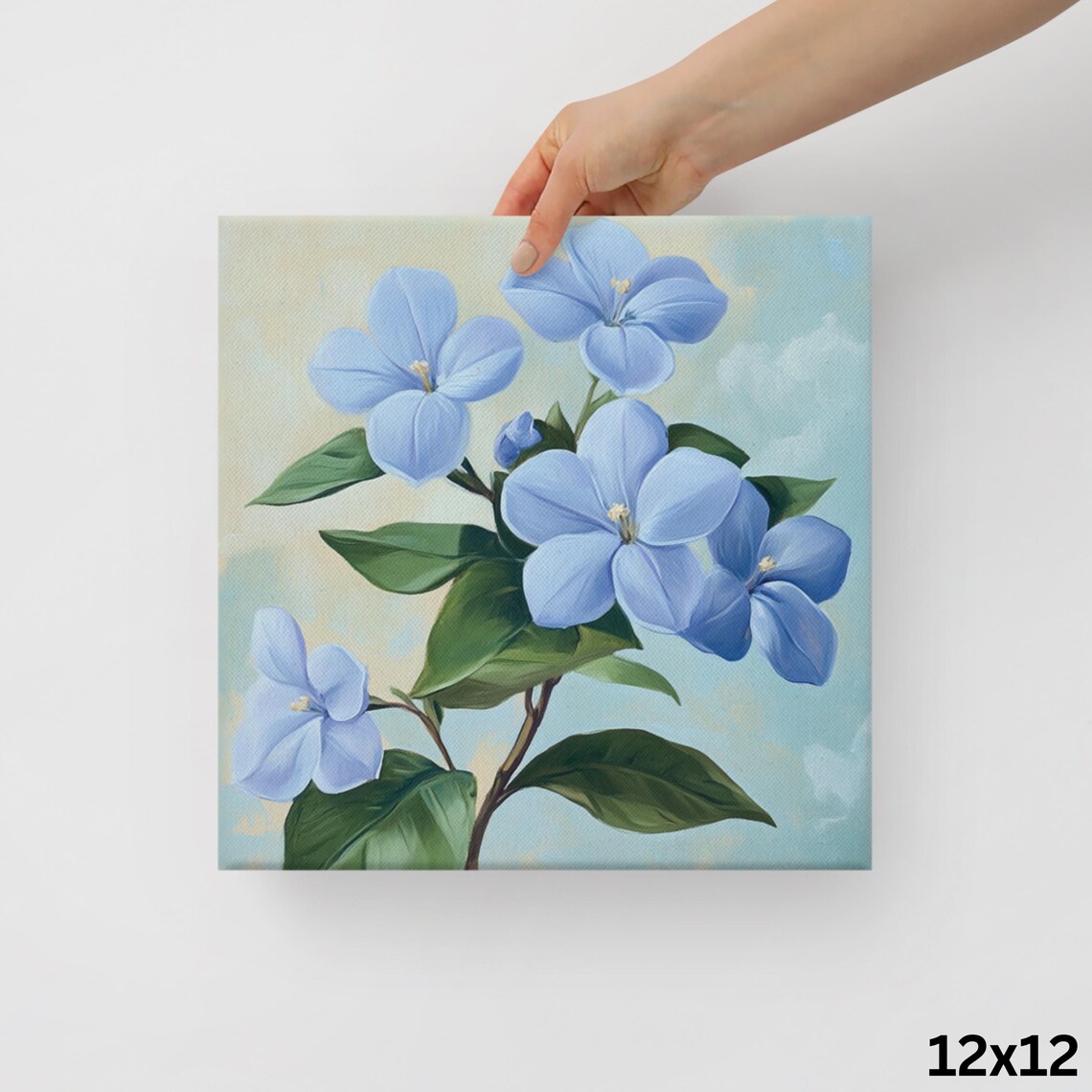 Blue Leadwood Flowers Soft Pastel Cluster Botanical Painting Print - Image 3